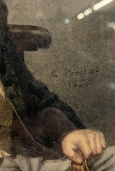 Scuola svizzera del XIX secolo (1856) : Ritratto ad acquerello su carta pergamena