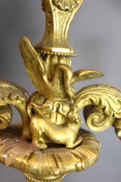 Coppia di candelabri in bronzo dorato XIX secolo