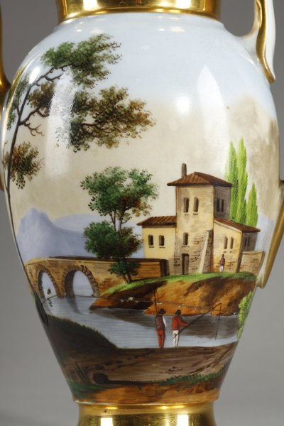 PARIS PORCELAIN SERVICE WITH LANDSCAPE DECORATION
