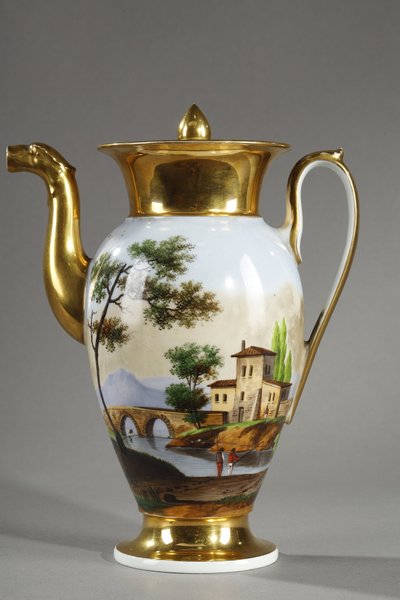 PARIS PORCELAIN SERVICE WITH LANDSCAPE DECORATION