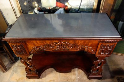 Console nuziale cubana in mogano con delfini
