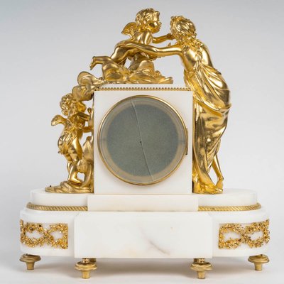 Une Garniture En Bronze Doré Et Marbre Blanc; XIXème Siècle