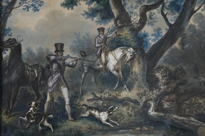 TWO COLOR ENGRAVINGS ENHANCED WITH GOUACHE SIGNED CARLE VERNET