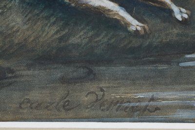 TWO COLOR ENGRAVINGS ENHANCED WITH GOUACHE SIGNED CARLE VERNET