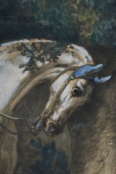 TWO COLOR ENGRAVINGS ENHANCED WITH GOUACHE SIGNED CARLE VERNET