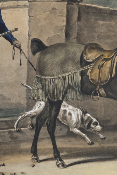 TWO COLOR ENGRAVINGS ENHANCED WITH GOUACHE SIGNED CARLE VERNET