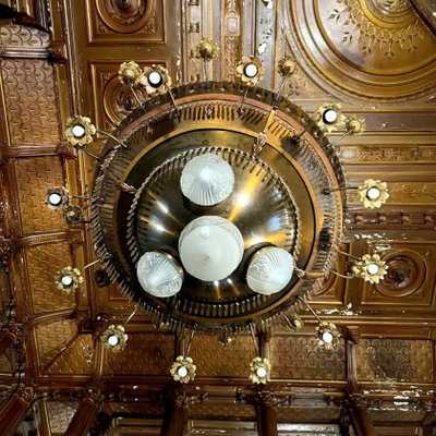 Lampadario Art Déco in rame, diametro 185 cm