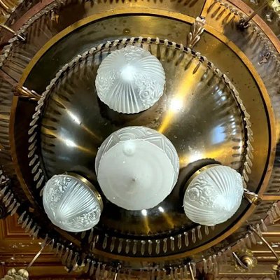 Lampadario Art Déco in rame, diametro 185 cm