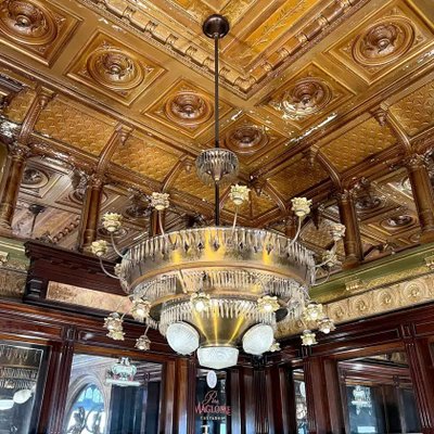 Lampadario Art Déco in rame, diametro 185 cm