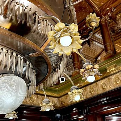 Lampadario Art Déco in rame, diametro 185 cm