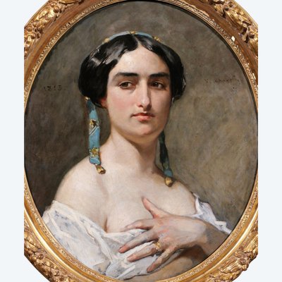 Victor CHAVET 1822-1906 Porträt einer Provençalerin, Gemälde, Provence, Arles, Kostüm, 1853