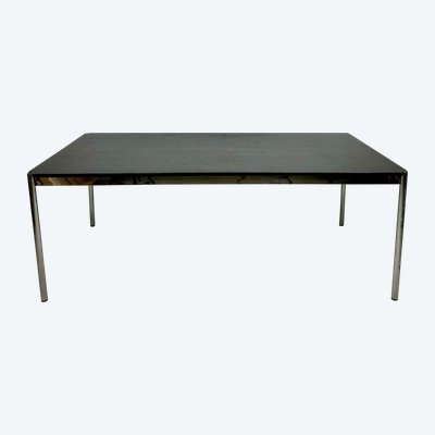 Table USM Haller T59 stratifié noir et acier chromé