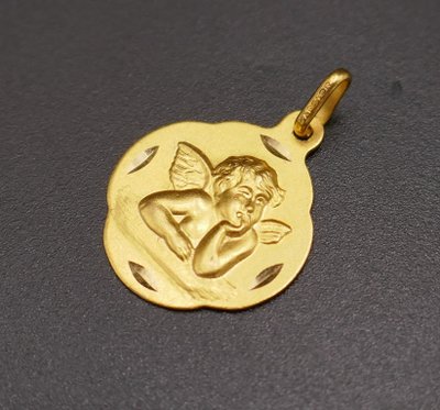 Médaille Ange, Or Jaune 18 Carats.