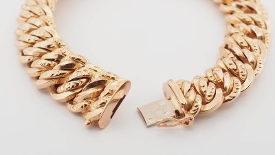 Bracciale vintage americano in maglia in oro rosa