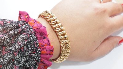 Bracciale vintage americano in maglia in oro rosa