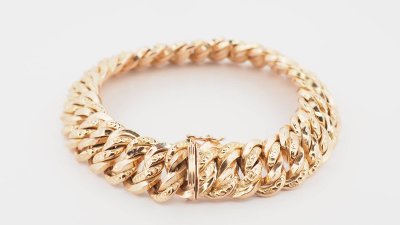Bracciale vintage americano in maglia in oro rosa