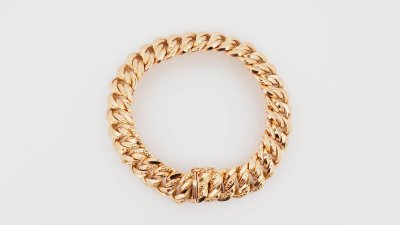 Bracciale vintage americano in maglia in oro rosa