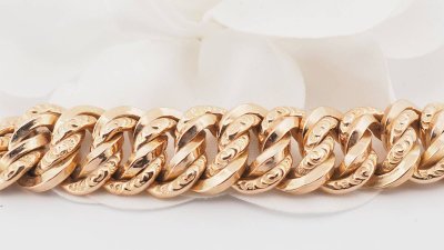 Bracciale vintage americano in maglia in oro rosa