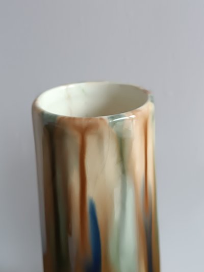 Gustave de Bruyn Pair of Art Nouveau slip vases