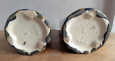Gustave de Bruyn Pair of Art Nouveau slip vases