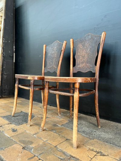 Viele Paare von Stühlen im Thonet-Stil