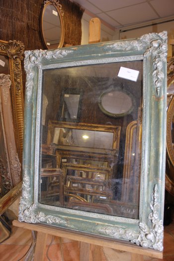 Antique rectangle mirror, patina and mercury 58 x 74