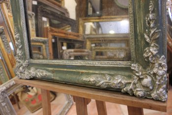 Antique rectangle mirror, patina and mercury 58 x 74