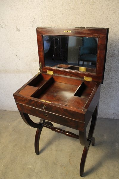 Work table, work table, small side table in mahogany, Empire style, 19th century