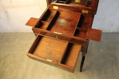 Work table, work table, small side table in mahogany, Empire style, 19th century