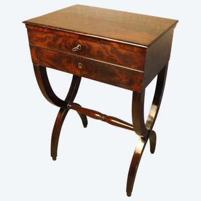 Work table, work table, small side table in mahogany, Empire style, 19th century