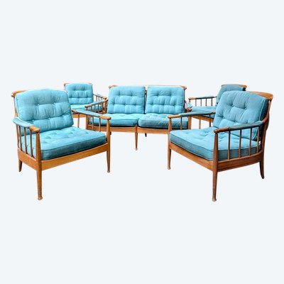 Blue Scandinavian Living Room