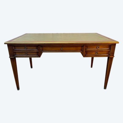 Bureau de style Louis XVI en merisier et cuir vert