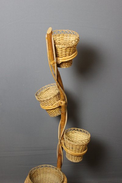 Rattan Plant Holder Circa 1970
