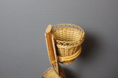 Rattan Plant Holder Circa 1970