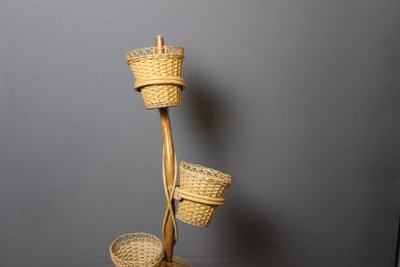 Rattan Plant Holder Circa 1970