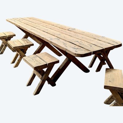 Fir Farmhouse Table With 7 Stools