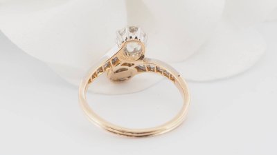 Anello Toi et Moi in oro bicolore 18kt, diamanti e perla coltivata