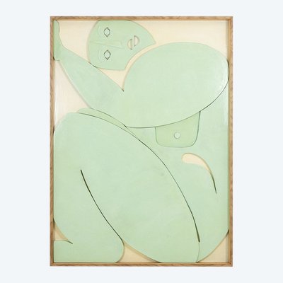 Pannello intagliato in lacca color celadon. Contemporaneo. Codice articolo: LS61863368P