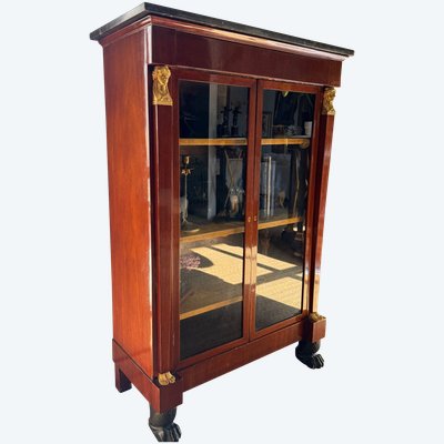 Mahogany display cabinet library from the Empire-Consulate period, early 19th century.