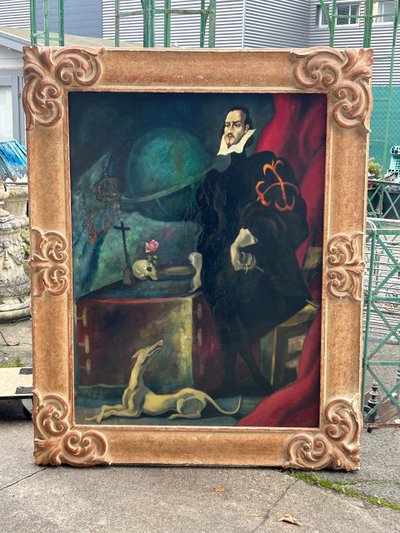 Grand Tableau Portrait En Pied Dans L’esprit Du XVIIème Vers 1920-40