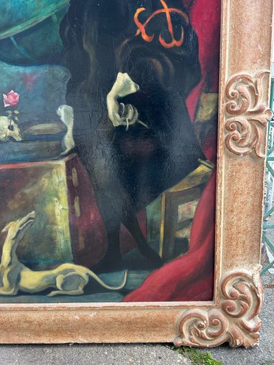 Grand Tableau Portrait En Pied Dans L’esprit Du XVIIème Vers 1920-40
