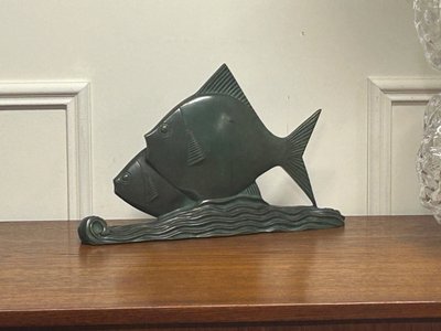  Raro bronzo Art Deco pesce verde patinato circa 1930 