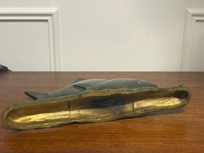  Raro bronzo Art Deco pesce verde patinato circa 1930 