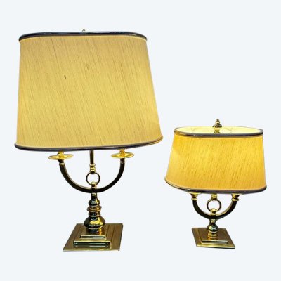 Ensemble de 2 lampes  en métal doré 