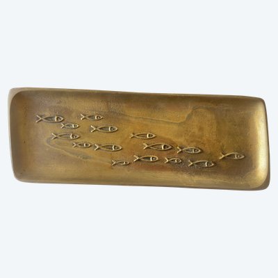 Vide poche en bronze à décor de poissons.