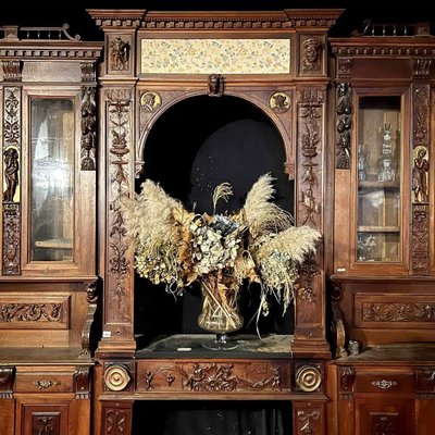 Norman Library Woodwork in Louis XIII Style in Walnut and Gilding