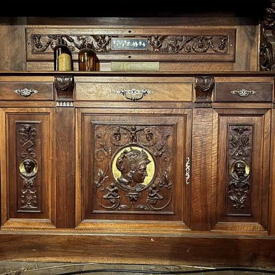 Norman Library Woodwork in Louis XIII Style in Walnut and Gilding