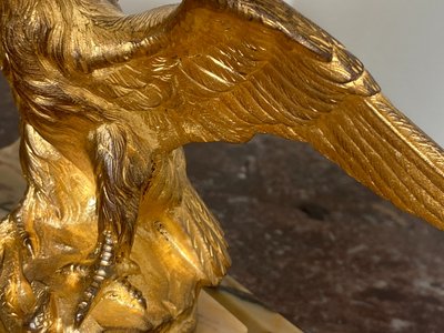 Tintenfass aus vergoldeter Bronze und gelbem Siena-Marmor, spätes 19. Jahrhundert