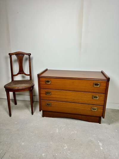 Cassettiera marina in teak impiallacciato Gautier France 1960