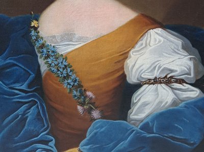 Ecole Du XVIIIème Siècle, Portrait De Dame à la robe bleue Signé Au Dos Hubart 1741